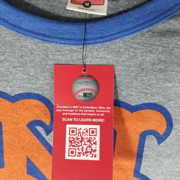 Homage Mens M XXL Heathered Raglan New York Mets Baseball 3/4 Sleeve T Shirt NWT - Picture 4 of 6